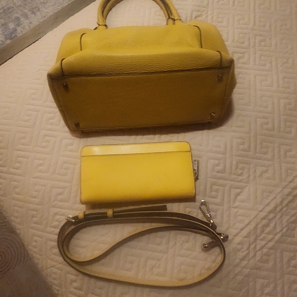 Kate Spade Yellow Leather Clutch and Bag Set